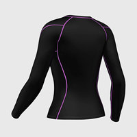 T-shirt de compression noir à manches longues pour homme, col rond, séchage rapide, respirant, écologique, en spandex et polyester, couche de base à manches complètes