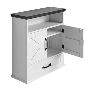 Adjustable Shelf Bathroom <b>Wall</b> Cabinet 2-Door Toilet <b>Storage</b> Medicine Organizer <b>Hanging</b> <b>Wall</b> Mounted <b>Wall</b> <b>Storage</b> - Product Image 1