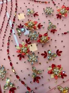 Luxury Elegant Traditional Floral <b>Tulle</b> Beaded Handmade Customizable Eco-Friendly High Quality Mesh Lace Rhinestones Dress - Product Image 3