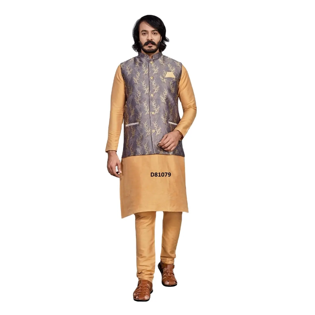 Traditional Silk Wedding Kurta For Groom Designer Sherwani Collection For Party Wear Latest Shervani For Boy Wholesale Ethnic
