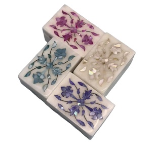 Boîte à bijoux en marbre blanc fait main avec incrustation de nacre | Boîte de rangement en pierre de luxe | Cadeau souvenir décoratif - Product Image 2