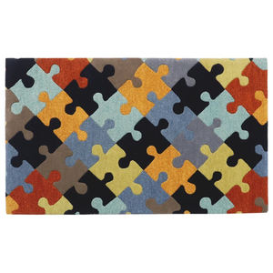 Tapis en laine tufté à la main, design abstrait coloré en forme de puzzle, tapis pour enfants pour salle de jeux, chambre d'enfant - Product Image 2