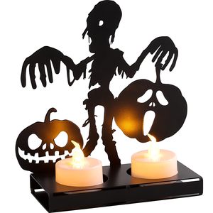 Iron Metal Halloween <b>Tea</b> <b>Light</b> <b>Candle</b> Holder Black Zombie Pumpkin Silhouette Halloween Home Decorations - Product Image 4