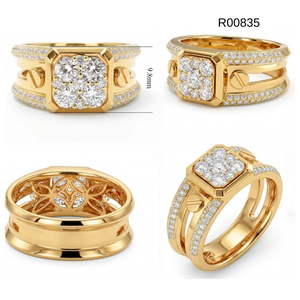 Garantizado de fábrica Diseño especial excepcional 18K Oro amarillo sólido 100% Diamante natural Joyería fina Anillo de banda de racimo para hombres - Product Image 5