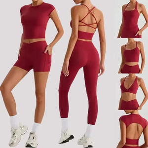 FITCRAFT SPORTING Conjunto de yoga de nailon sin costuras de cintura alta azul claro para mujer, top sin mangas y leggings ajustados de longitud completa - Product Image 5