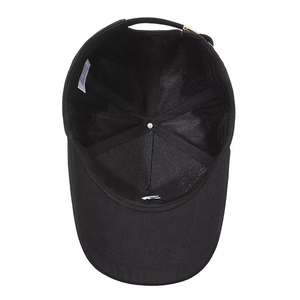 Casquette de baseball noire à 6 panneaux avec logo brodé blanc, ajustable, unisexe, décontractée, en coton. - Product Image 6