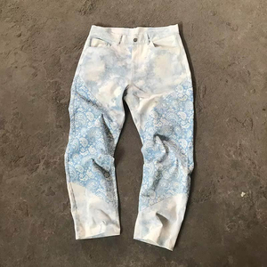 New Arrival Custom Printed Denim Jacket and Jeans Set Unisex Streetwear 100% Cotton 2 Piece Denim Plus Size Men's Sets - Product Image 4