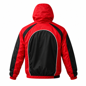 Custom Red Black Hooded Windbreaker <b>Jacket</b> Lightweight Waterproof Running <b>Jacket</b> <b>Men</b> Sports Training Outdoor Zip Up Windbreaker - Product Image 3