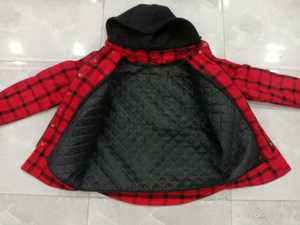 Red Black Plaid Hooded Flannel Shirt Protective Kevlar <b>Jacket</b> Quilted Lined Long Sleeve - Product Image 3