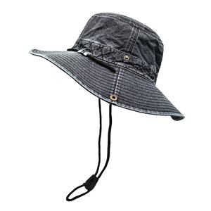 New Custom Summer Outdoor Fishing Safari Bucket <b>Sun</b> <b>Hat</b> with Adjustable Strap Wide Brim Washed Bucket <b>Hat</b> <b>for</b> Women <b>Men</b> - Product Image 2