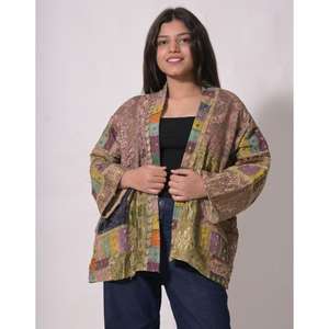 Veste en coton patchwork avec travail de miroir, manteau bohème fait main, veste ethnique vintage indienne, veste bohème pour femme pour les festivals - Product Image 5