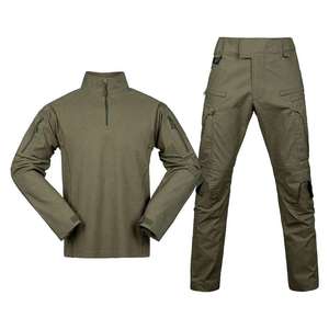 Ensemble veste et pantalon softshell tactique noir coupe-vent respirant pour la chasse, équipement de plein air, uniforme à manches longues entièrement zippé - Product Image 2