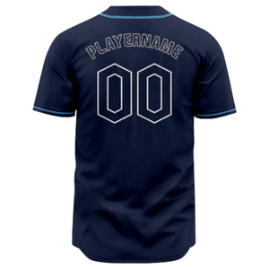 Navy Blue Baseball Jersey Short Sleeve Button <b>Down</b> Athletic Team Uniform Breathable Polyester Sports Shirt - Product Image 3