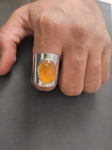Bague ovale en ambre baltique véritable, argent sterling 925, bijoux faits à la main, fournisseur en gros - Product Image 1