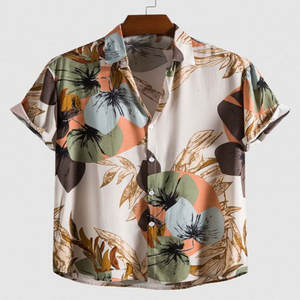 Camisa de algodón antiarrugas ajustada para hombre, cuello alto con botón a rayas, informal, negocios, vacaciones en la playa, manga corta, transpirable - Product Image 2