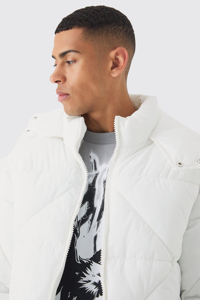 Hot Selling 100% Polyester Winter Solid Quilted <b>Puffer</b> <b>Jacket</b> <b>White</b> Windproof Waterproof Breathable Custom Hooded Unisex <b>Jackets</b> - Product Image 5