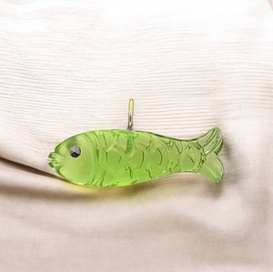 Hand Carved Peridot Quartz Gemstone 21x11 MM Fish Charms Pendant - Gold Plated Bail Pendant - Handmade Carving <b>Animal</b> Jewelry - Product Image 1