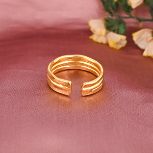 Anillo Ajustable de Latón Chapado en Oro Triple Lineal de Moda para Mujer, Regalo de Boda o Compromiso, Venta al por Mayor, 25 Pares - Product Image 3