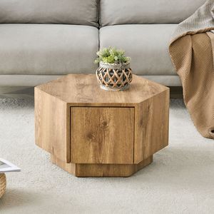 Table basse hexagonale en MDF de haute qualité avec tiroirs, design pratique et unique - Product Image 2