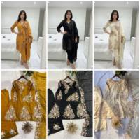 Ensemble de costume palazzo en coton brodé crème pour femmes, coupe ample traditionnelle, longueur cheville, vêtements ethniques style Inde Pakistan