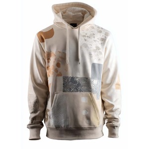 Sweat-shirt à capuche surdimensionné pour homme, personnalisé avec logo, de haute qualité, imprimé abstrait jaune, en coton molletonné, décontracté, pour l'automne, vente en gros - Product Image 4