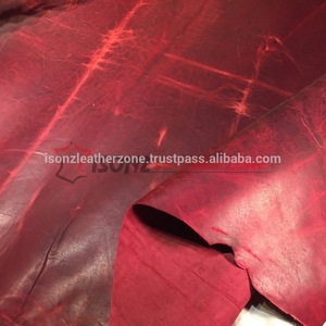 <b>Red</b> Pull up Grain Finished Cow Skin Anti Pill for Bags Shoes Belts Straps Furniture Sofa Luggage Custom Accessories by ISONZ - Product Image 2