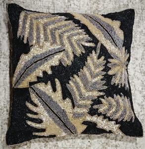 Housse de coussin carrée vintage multicolore brodée de feuilles de palmier 100% coton anti-plis pour la maison et l'hôtel - Product Image 5