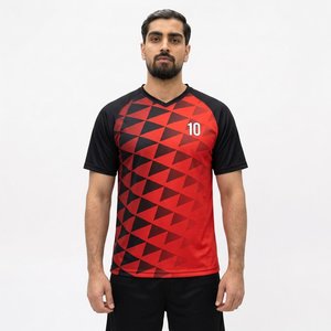 Conjunto de Camiseta de Fútbol para Hombre, Negra y Roja, Sublimada, Absorbente de Humedad, Manga Corta, Corte Regular, Adulto, 100% Poliéster, Nombre del Equipo Personalizado - Product Image 2