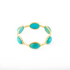 18K Solid Gold Turquoise Eternity Band White Gold Plated <b>Resizable</b> <b>Ring</b> - Product Image 5