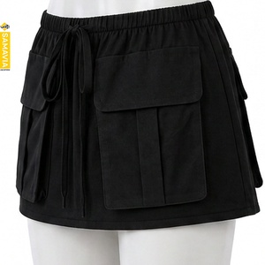 Jupe cargo personnalisée SAMAVIA pour femme, jupe décontractée, taille élastique, cordon de serrage, multi-poches, légère, streetwear d'extérieur - Product Image 3
