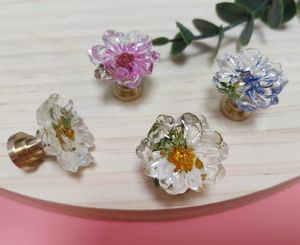 Resin Eco-Friendly Flower Cabinet Knob <b>Dried</b> Flowers Drawer Handles Door Pulls Modern Europe Simple Home Decor - Product Image 3