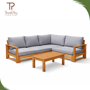 All-Weather Sofa Set Acacia Convertible Indoor and Outdoor Living Room and Patio Furniture for Hotel Villa Use - Product Image 1
