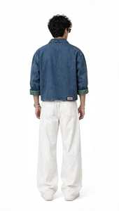 Chemise décontractée à manches longues en jean bleu pour homme, col zippé, pour usage scolaire adulte avec détection par détecteur de métaux - Product Image 3