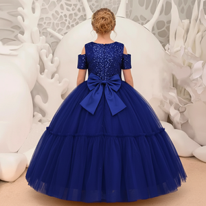 Vestido Largo de Fiesta de Lujo para Niñas, con Lentejuelas y Terciopelo, Color Azul Rey, para Damas de Honor, Invitadas de Boda, Cumpleaños Infantiles y Eventos Nocturnos - Product Image 2