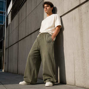 Pantalones Deportivos para Hombre, de Pierna Ancha, Corte Holgado, Transpirables, Ecológicos, con Logotipo Personalizado Bordado, Cierre con Cordón, Tela Resistente - Product Image 3