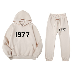 ชุดวอร์มลำลองสีสันทันสมัย พร้อมลายกราฟิก '1977' เสื้อฮู้ดน้ำหนักเบา ระบายอากาศได้ดี เป็นมิตรกับสิ่งแวดล้อม พร้อมเชือกผูกแบบสบาย - Product Image 1