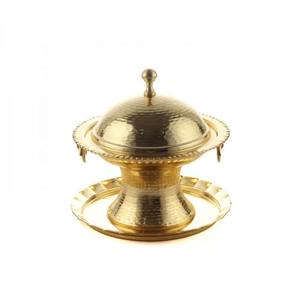 Plateau à dattes rond en laiton martelé, fait main, poli, style zen asiatique, personnalisable, sans BPA, pour les fêtes - Product Image 3