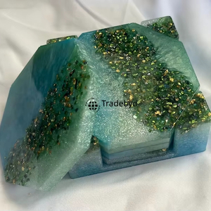 ชุดจานรองแก้วเรซิ่นทรงสี่เหลี่ยมทันสมัย หลากสี หรูหรา พรีเมียม ทำด้วยมือ อุปกรณ์ตกแต่งบ้านและบาร์ Tradebyd - Product Image 3