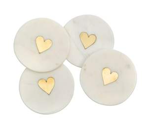 Sous-verres en marbre tendance avec cœur doré, décoration de luxe pour hôtels, sous-verres de table en marbre et or, sous-verres design avec couvercle - Product Image 6