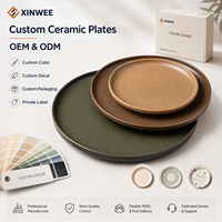 Assiettes à salade en porcelaine aux couleurs Morandi avec logo personnalisé, design moderne, plat peu profond, passe au lave-vaisselle et au micro-ondes, durable pour mariage et maison