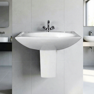 White Ceramic Half Pedestal Wash Basin Rustic Lavabo Design For Bathroom Kitchen Home Hospital Porcelain Sanitary Ware - Product Image 3