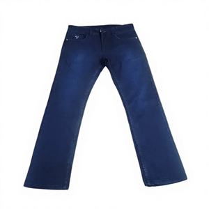 กางเกงยีนส์เดนิมทรงปกติสีน้ำเงินเข้มสำหรับผู้ชาย ผลิตจากผ้าฝ้ายยืดพรีเมียมเพื่อความสบายเหนือระดับ พร้อมการฟอกแบบเรียบเพื่อให้ดูสะอาดตา - Product Image 1