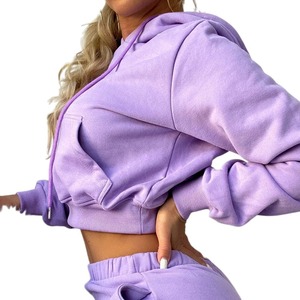 Conjunto Deportivo de 2 Piezas para Mujer, Sudadera de Manga Larga de Color Sólido con Cierre y Pantalones Deportivos - Product Image 2