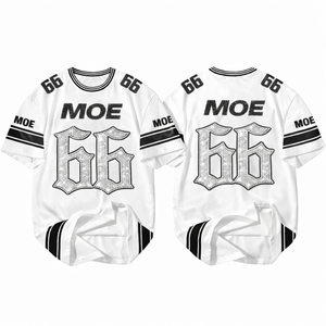 2026 White American Football Jersey Men Sparkly <b>Rhinestone</b> Sequin Hip Hop Streetwear Oversized <b>Mesh</b> Game Day Bling Shirt <b>Top</b> - Product Image 1
