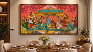 Nauka Vihar Pattachitra - Origine Orissa - Décoration suspendue pour salon intérieur - Product Image 2