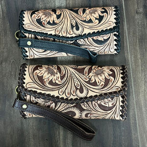 Cartera RFID de cuero real larga de lujo personalizada de fábrica, carteras de mano de diseñador de cuero genuino para mujer - Product Image 4