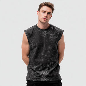 เสื้อยืดคอกลมย้อมสีแบบแอซิดวอชสำหรับผู้ชาย เสื้อยืดสตรีทวอชแบบย้อมสีหิน เสื้อยืดคอกลมย้อมสีแบบแอซิดวอชสำหรับผู้ชาย - Product Image 3