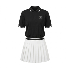 <b>Custom</b> logo Summer Solid Short Sleeve Pickleball Sports Polo Skort Athletic Set Breathable Moisture Management Four Way Stretch - Product Image 1