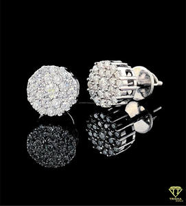 Iced Out Round Moissanite Diamond Earrings In 925 Sterling <b>Silver</b> Luxury Style - Product Image 4