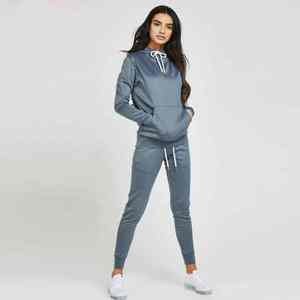 Ensemble de survêtement complet PIHA SPORTS pour femme, décontracté, imprimé, 2-en-1, coupe-vent, en polyester/coton polaire, à capuche et taille élastique, collection automne - Product Image 6